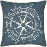 Compass Coastal Blue Throw Pillow Down Insert-Throw Pillows-LOOMLAN-LOOMLAN