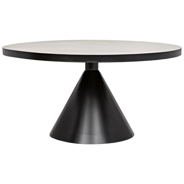 Cone Black Steel Round Dining Table-Dining Tables-Noir-LOOMLAN