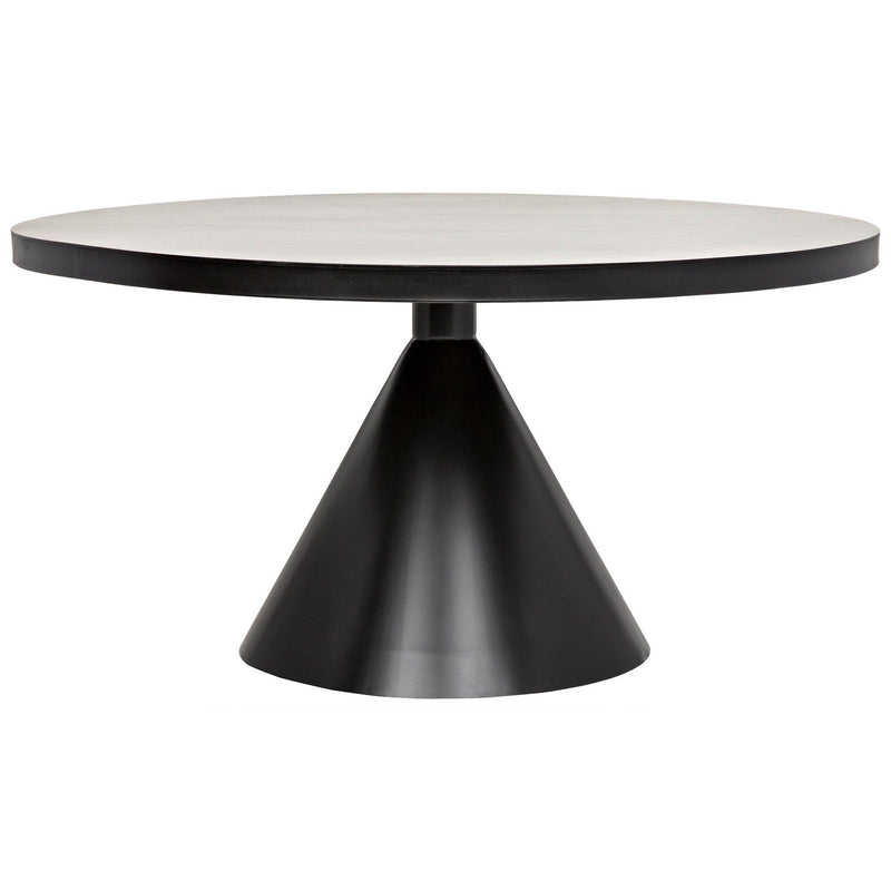 Cone Black Steel Round Dining Table-Dining Tables-Noir-LOOMLAN