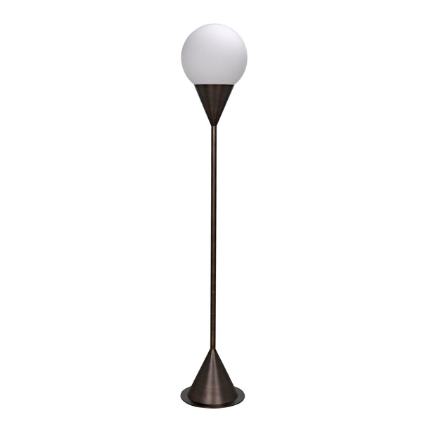 Cone Floor Lamp, Aged Brass Finish-Floor Lamps-Noir-LOOMLAN