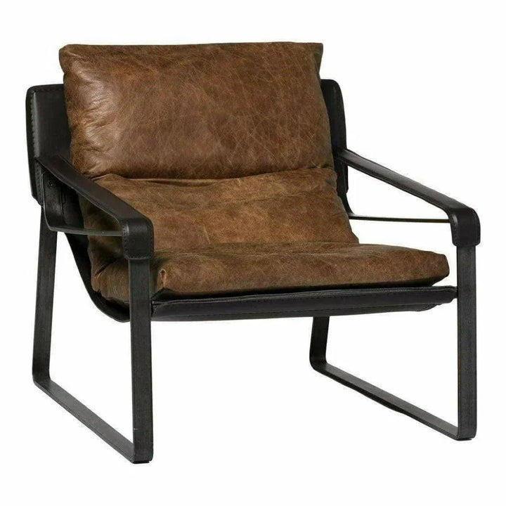 Connor Brown Leather Slipper Chair - LOOMLAN - Moe's Home - Accent Chairs