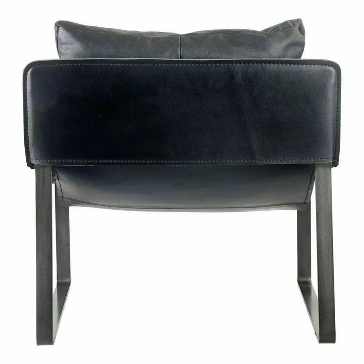 Connor Onyx Black Leather Slipper Chair - LOOMLAN - Moe's Home - Accent Chairs