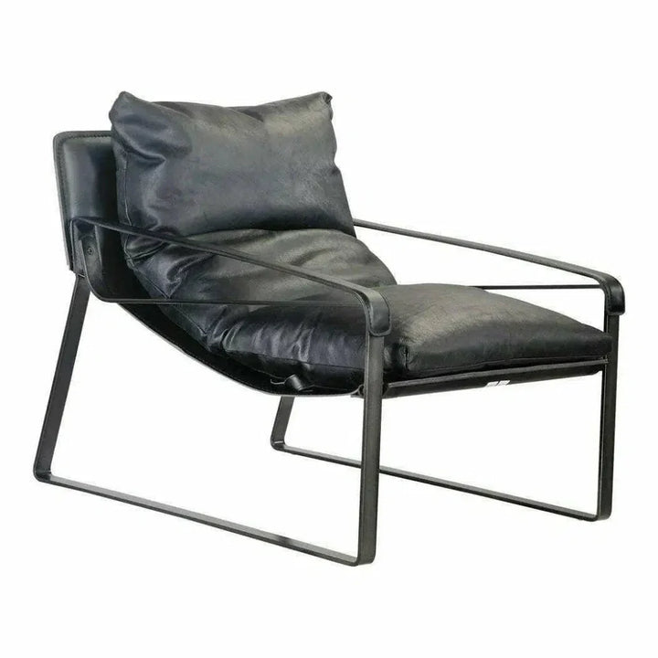 Connor Onyx Black Leather Slipper Chair - LOOMLAN - Moe's Home - Accent Chairs