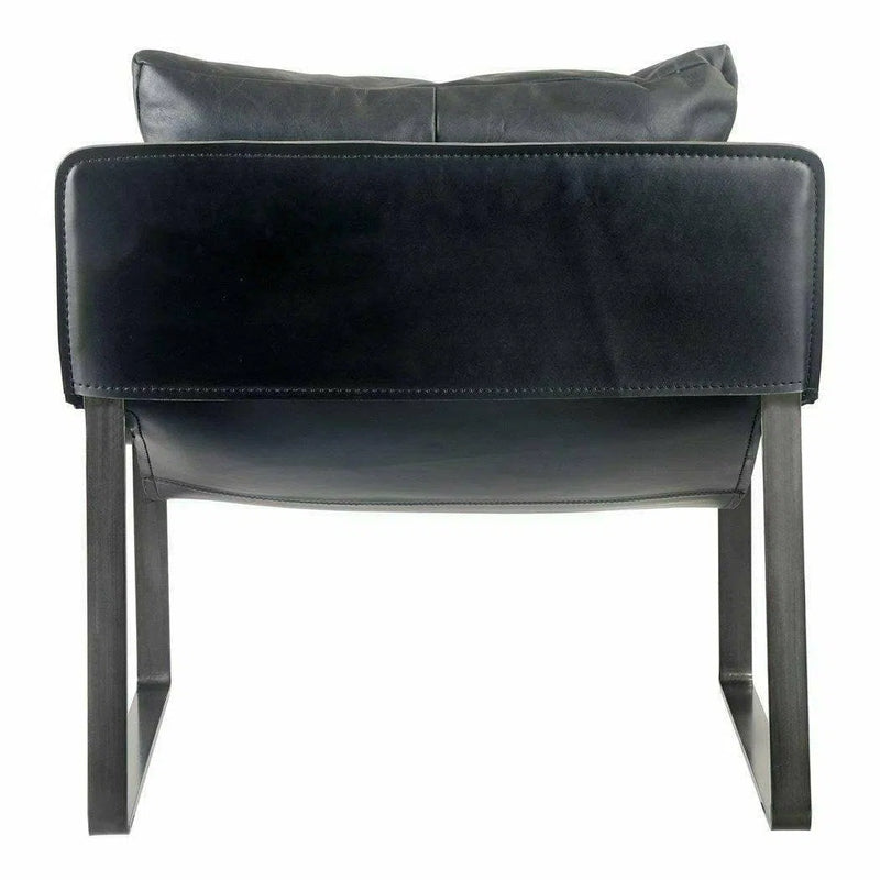 Connor Onyx Black Leather Slipper Chair Metal Frame Club Chairs LOOMLAN By Moe's Home