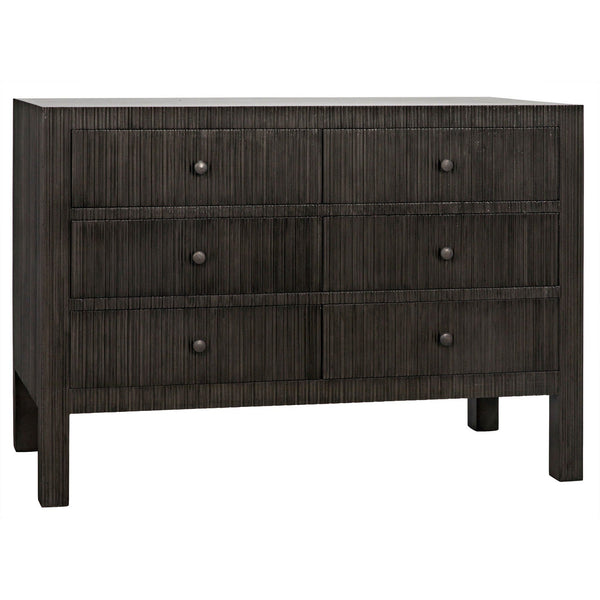 Conrad Wood Black Dresser With 6 Drawers-Dressers-Noir-LOOMLAN