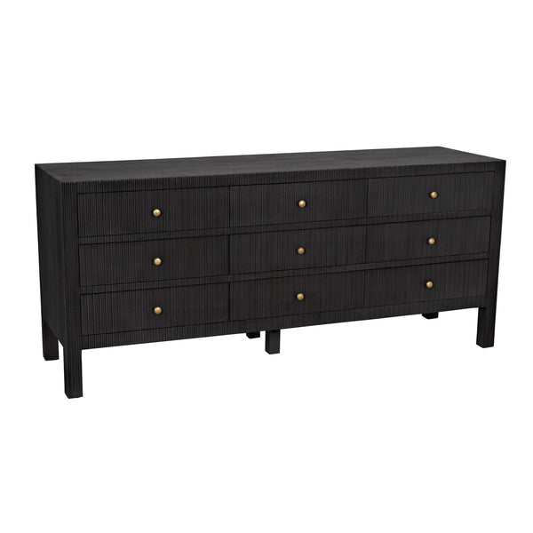 Conrad Wood Dresser With 9 Drawers-Dressers-Noir-LOOMLAN