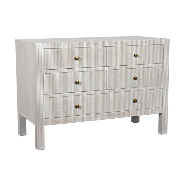 Conrad Wood White Dresser With 6 Drawers-Dressers-Noir-LOOMLAN