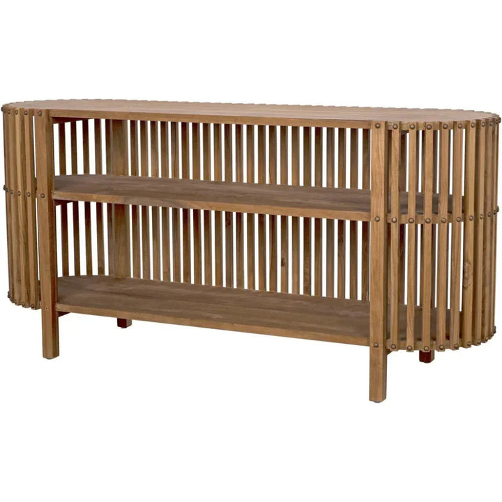 Consuela Teak Wood Geometric Console Table - LOOMLAN - Noir - Console Tables