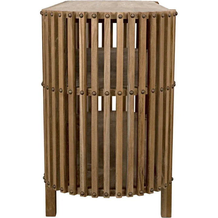 Consuela Teak Wood Geometric Console Table - LOOMLAN - Noir - Console Tables