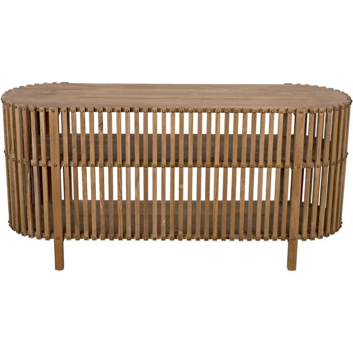 Consuela Teak Wood Geometric Console Table - LOOMLAN - Noir - Console Tables