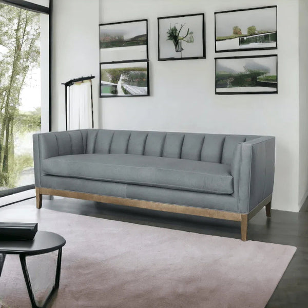 Contemporary Leather Chesterfield Sofa Single Cushion Seat Sofas & Loveseats LOOMLAN By Uptown Sebastian