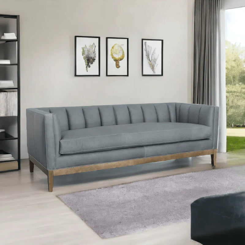 Contemporary Leather Chesterfield Sofa Single Cushion Seat Sofas & Loveseats LOOMLAN By Uptown Sebastian