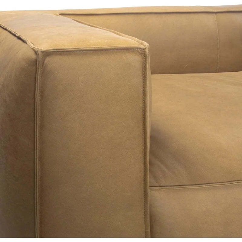 Contemporary Leather Club Sofa 100" Wide