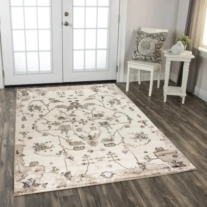 Cony Floral Beige Kitchen Hallway Runner Rug - LOOMLAN - LOOMLAN - Area Rugs