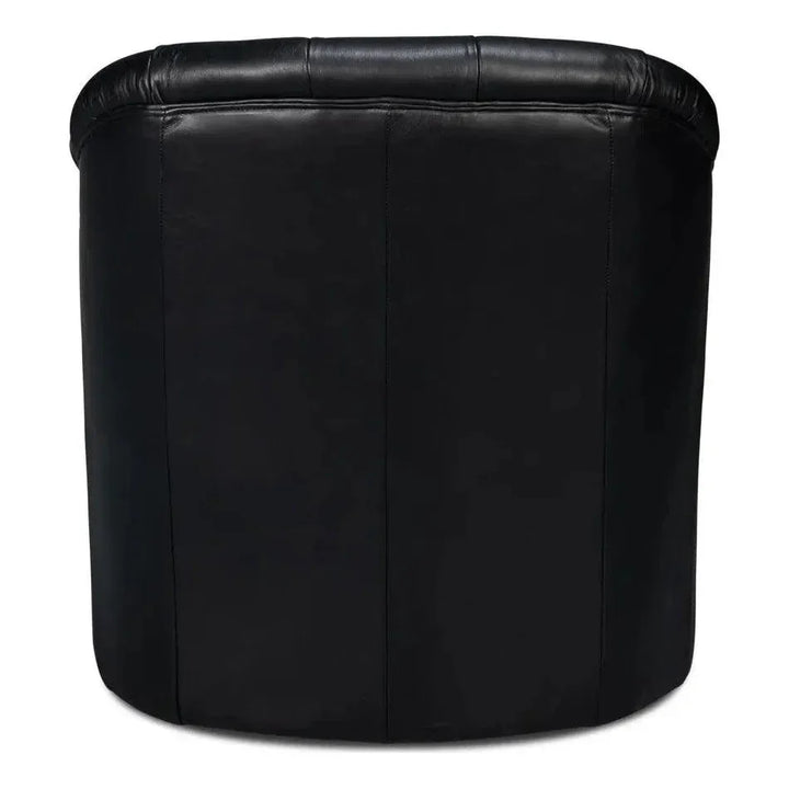 Coolidge Leather Black Swivel Arm Chair - LOOMLAN - Sarreid - Club Chairs