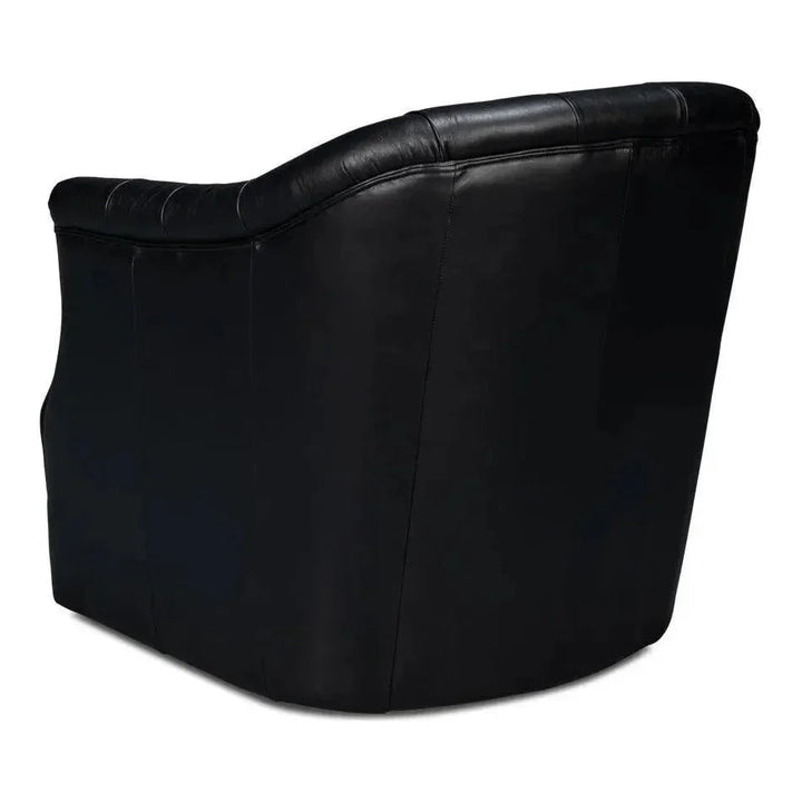 Coolidge Leather Black Swivel Arm Chair - LOOMLAN - Sarreid - Club Chairs