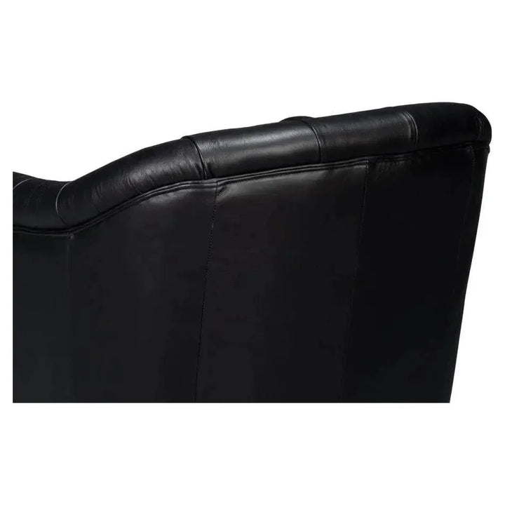 Coolidge Leather Black Swivel Arm Chair - LOOMLAN - Sarreid - Club Chairs