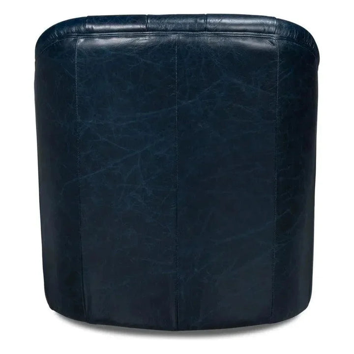 Coolidge Leather Blue Swivel Arm Chair - LOOMLAN - Sarreid - Club Chairs