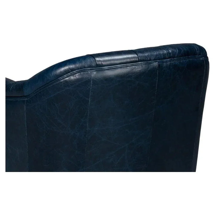 Coolidge Leather Blue Swivel Arm Chair - LOOMLAN - Sarreid - Club Chairs