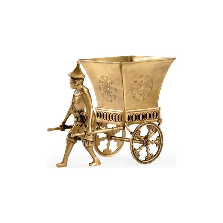 Coolio Cart Traditional Designd Brass Planter - LOOMLAN - Wildwood - Planters