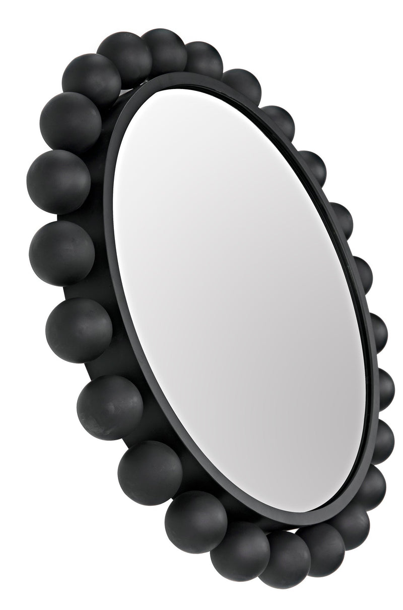 Cooper Black Steel Round Mirror-Wall Mirrors-Noir-LOOMLAN