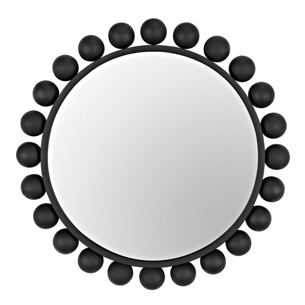 Cooper Black Steel Round Mirror-Wall Mirrors-Noir-LOOMLAN