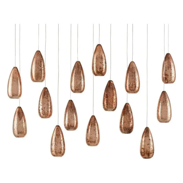 Copper Rame Rectangular 15 - Light Multi - Drop Pendant - LOOMLAN - Currey & Co - Pendants