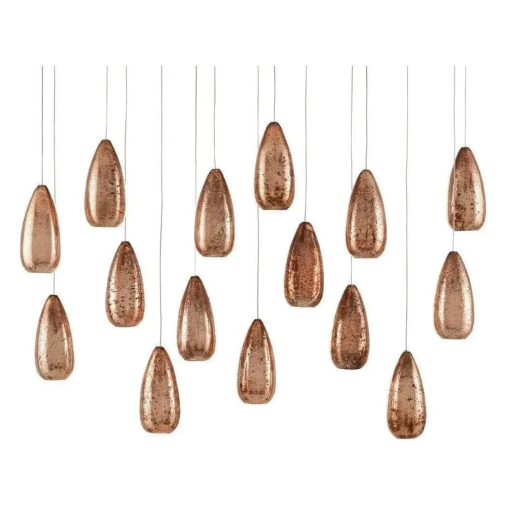 Copper Rame Rectangular 15 - Light Multi - Drop Pendant - LOOMLAN - Currey & Co - Pendants