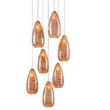 Copper Silver Painted Silver Rame 7-Light Multi-Drop Pendant Pendants LOOMLAN By Currey & Co