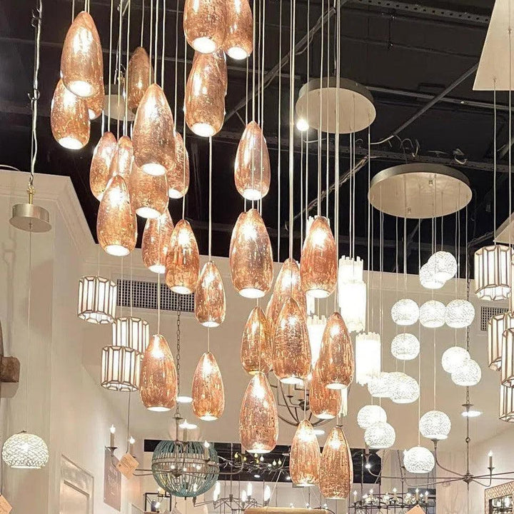 Copper Silver Silver Rame 7 - Light Multi - Drop Pendant - LOOMLAN - Currey & Co - Pendants