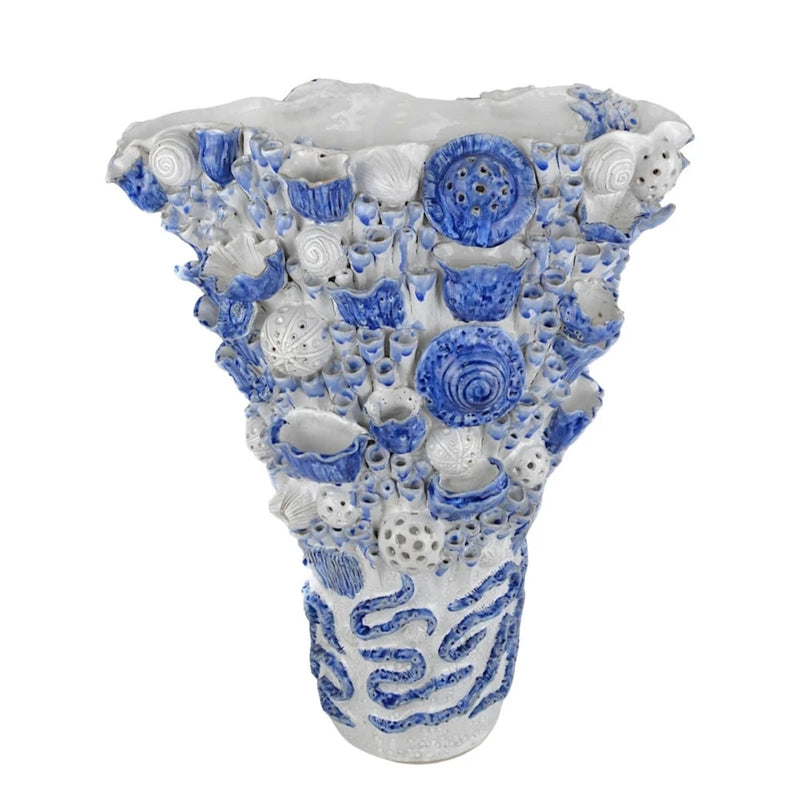 Coral Reef Nature-Inspired Ceramic Vase-Vases & Jars-Currey & Co-Large-LOOMLAN