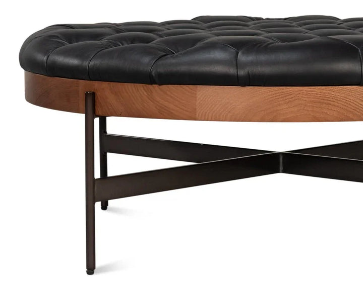 Corbet Tufted Leather Cocktail Ottoman - LOOMLAN - Sarreid - Ottomans