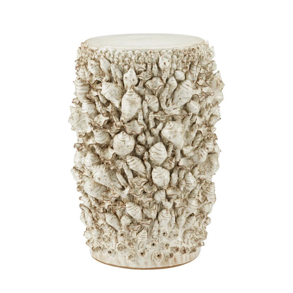 Corfu Coastal Ceramic Ivory Accent Table-Side Tables-Currey & Co-LOOMLAN