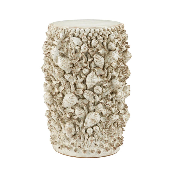 Corfu Coastal Ceramic Ivory Accent Table-Side Tables-Currey & Co-LOOMLAN