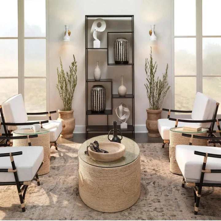 Oval Coffee Table with Glass Top | LOOMLAN