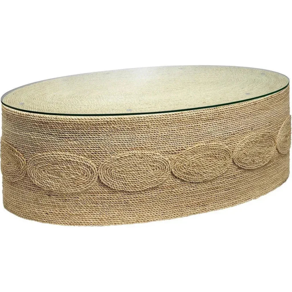 Oval Coffee Table with Glass Top | LOOMLAN