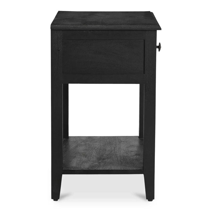 Corrine Antique Black Floral Handle Nightstand - LOOMLAN - Moe's Home - Nightstands