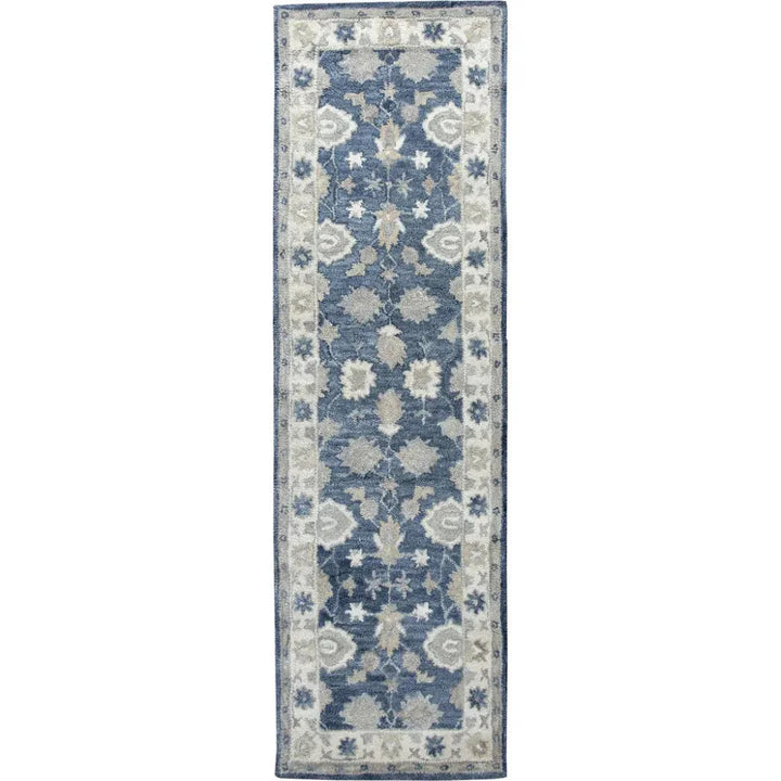 Cors Wool Blue Hallway Kitchen Runner Rug - LOOMLAN - LOOMLAN - Area Rugs