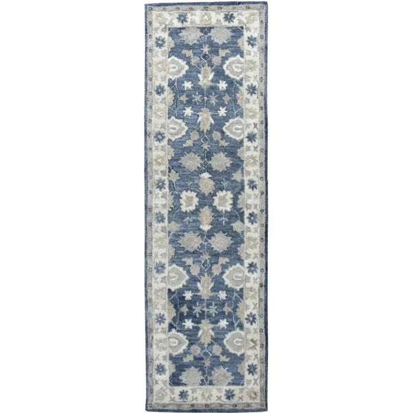 Cors Wool Blue Hallway Kitchen Runner Rug - LOOMLAN - LOOMLAN - Area Rugs