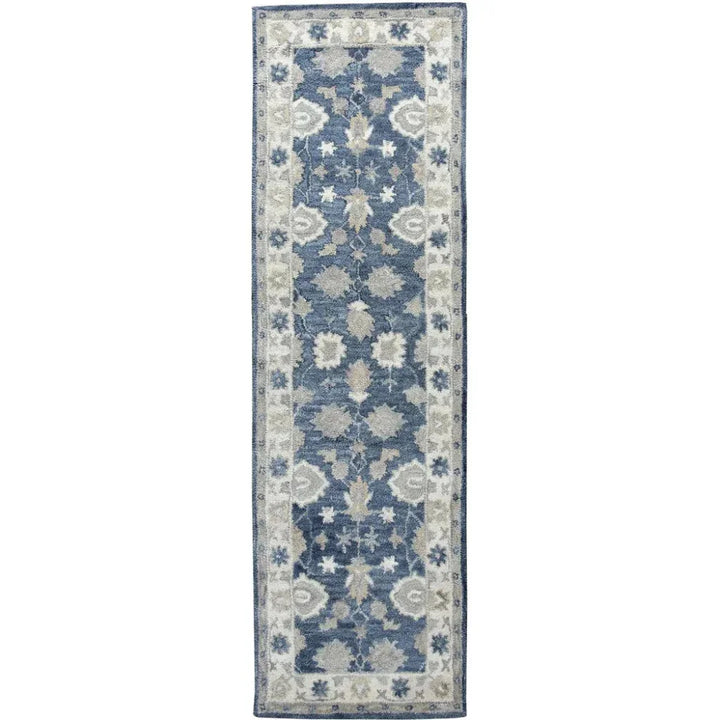 Cors Wool Blue Hallway Kitchen Runner Rug - LOOMLAN - LOOMLAN - Area Rugs