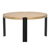 Corso Wood and Steel Round Dining Table-Dining Tables-Noir-LOOMLAN