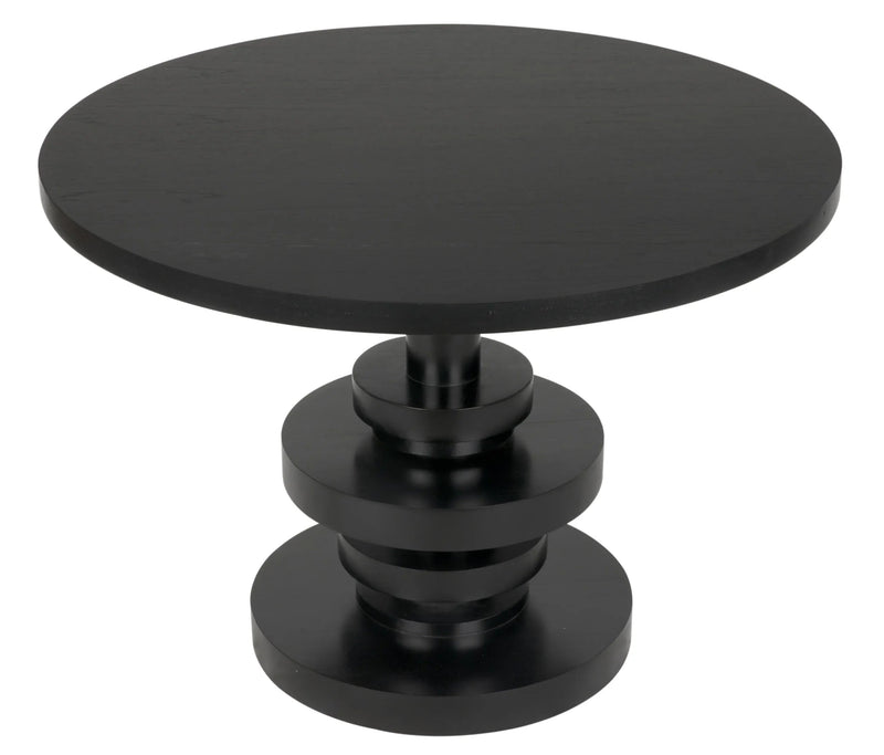 Corum Wood Black Round Dining Table-Dining Tables-Noir-LOOMLAN