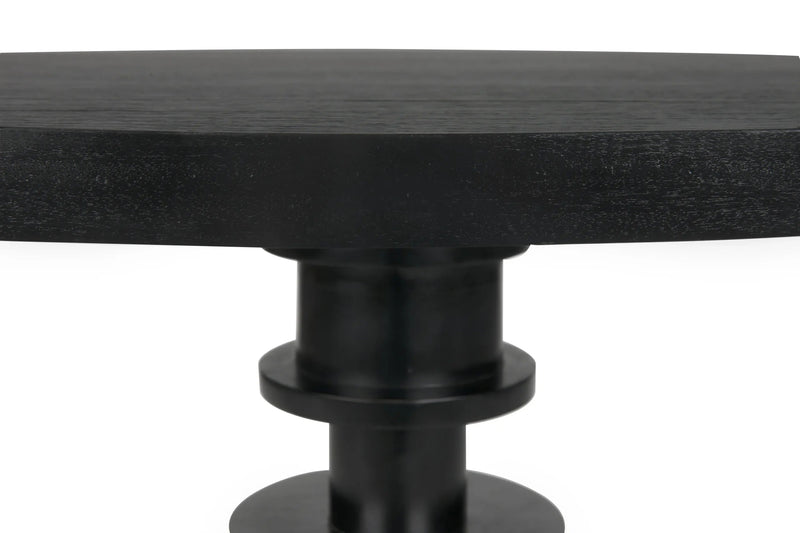 Corum Wood Black Round Dining Table-Dining Tables-Noir-LOOMLAN