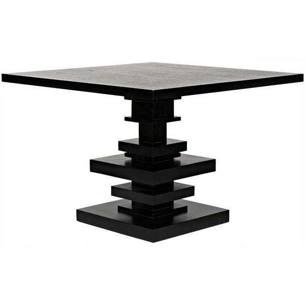 Corum Wood Black Square Dining Table-Dining Tables-Noir-LOOMLAN