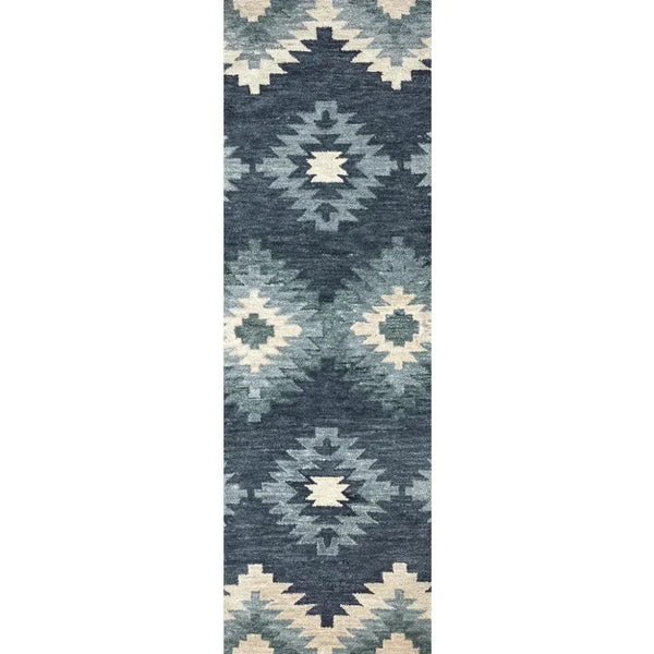 Cosc Wool Blue Hallway Kitchen Runner Rug - LOOMLAN - LOOMLAN - Area Rugs