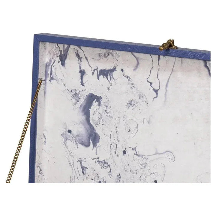 Cosmos Leather & Mdf Blue Nesting Boxes Set of 3 - LOOMLAN - Sarreid - Boxes & Bowls