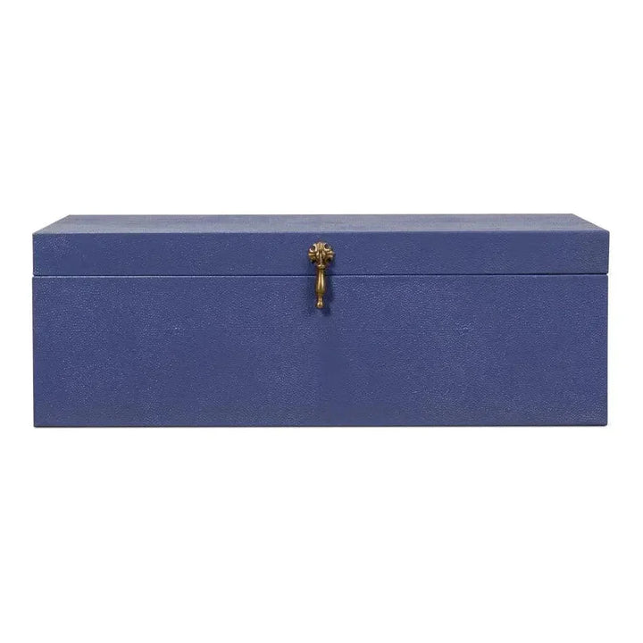 Cosmos Leather & Mdf Blue Nesting Boxes Set of 3 - LOOMLAN - Sarreid - Boxes & Bowls