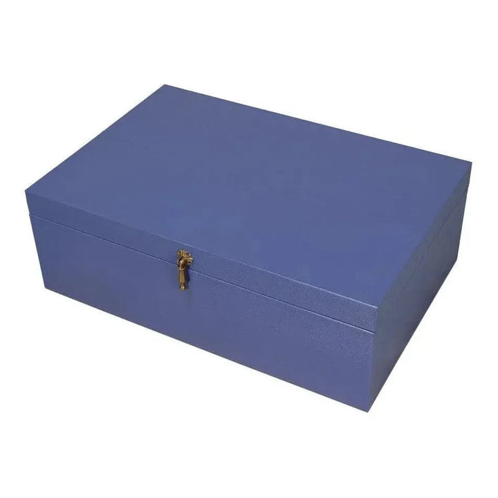 Cosmos Leather & Mdf Blue Nesting Boxes Set of 3 - LOOMLAN - Sarreid - Boxes & Bowls