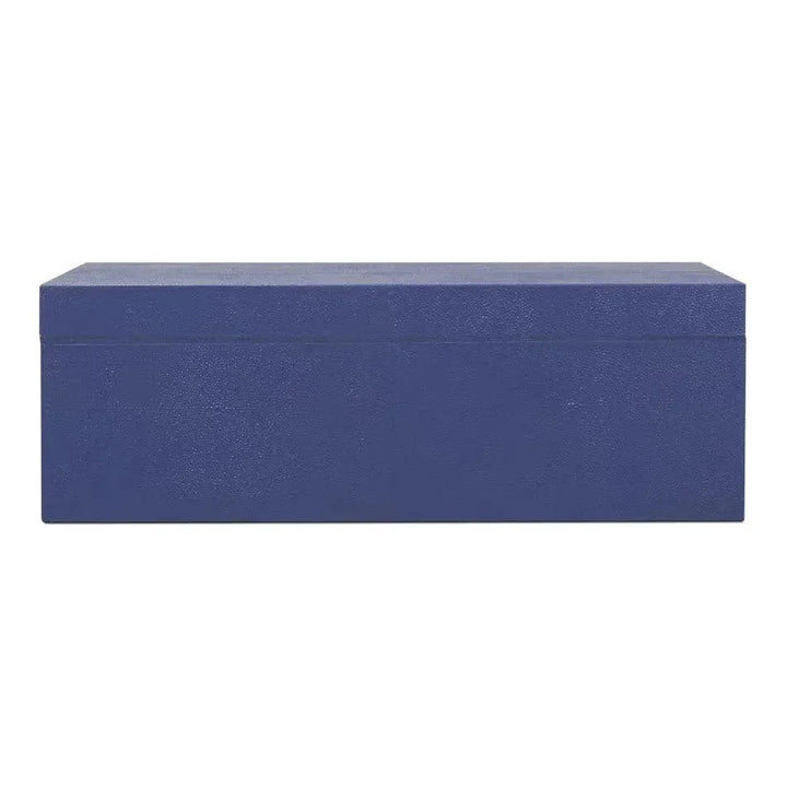 Cosmos Leather & Mdf Blue Nesting Boxes Set of 3 - LOOMLAN - Sarreid - Boxes & Bowls