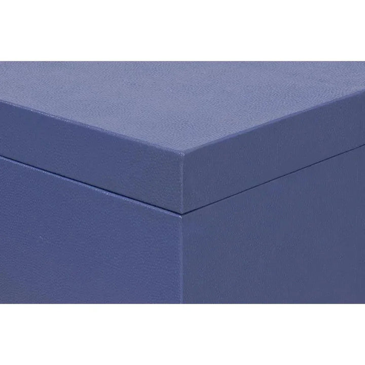 Cosmos Leather & Mdf Blue Nesting Boxes Set of 3 - LOOMLAN - Sarreid - Boxes & Bowls